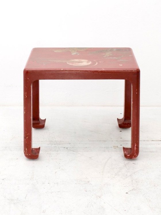 Image 1 of tavolino laterale laccato rosso art déco giapponese