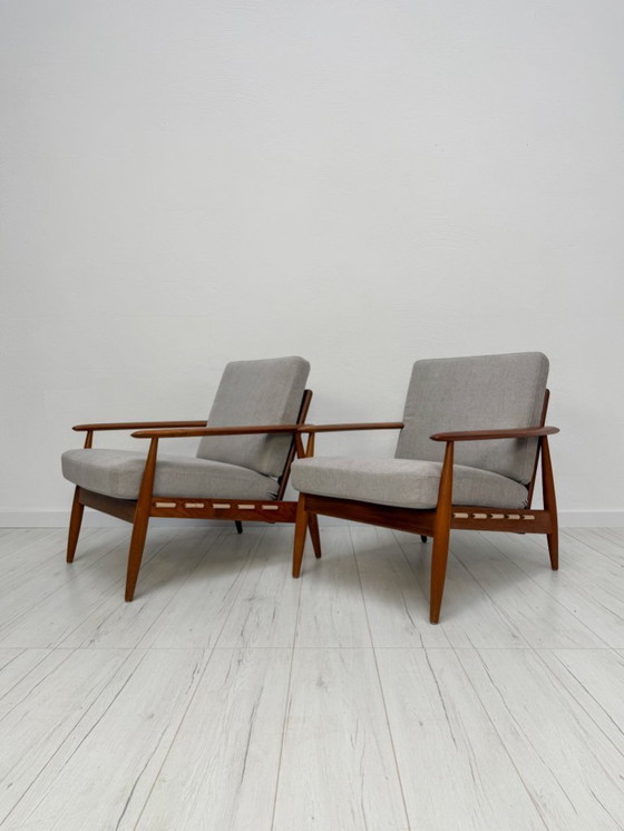 Image 1 of 1/2 Poltrona danese in teak anni '60 – Poltrona lounge di metà secolo con rivestimento nuovo