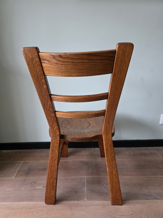 Image 1 of Massief eiken brutalist stoelen – set van 4