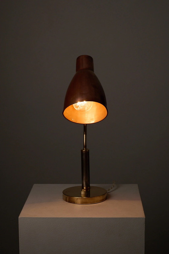 Lampe de bureau Mid-Century Modern en cuivre et laiton, Europe, années 1950, Mid Century Modern (photo 6 sur 11)