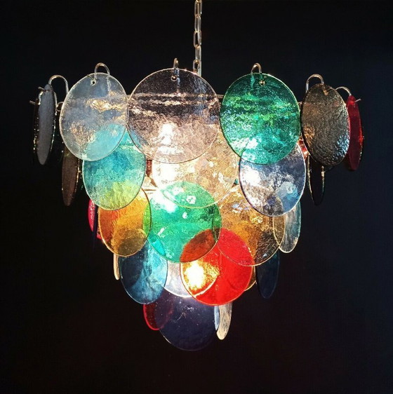 Image 1 of Vintage kroonluchter van Murano glas met 10 kaarslampen, Italië 1980