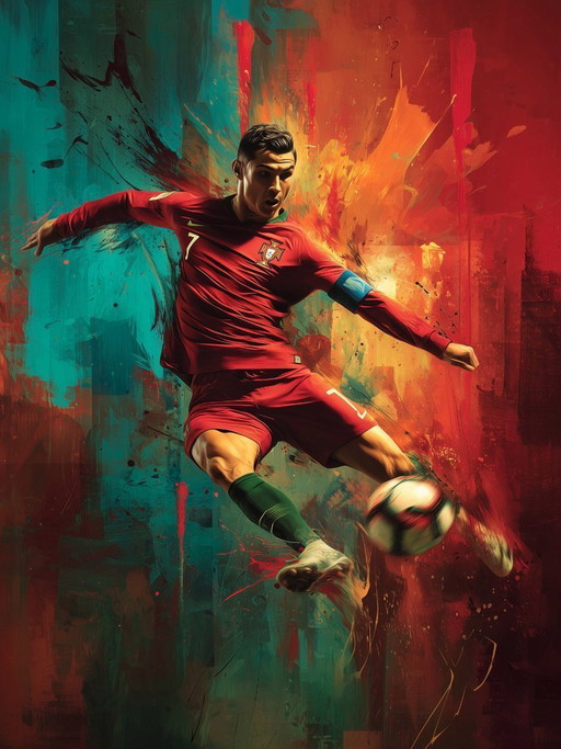 Alberto Ricardo - Cristiano Ronaldo 5 - Künstlerlithografie – lithos zeefdrukken, Canvas