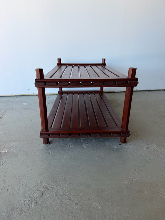 Slatted pine coffee table Scandinavian design vintage 70s, Wood, Brown (photo 9 of 12)