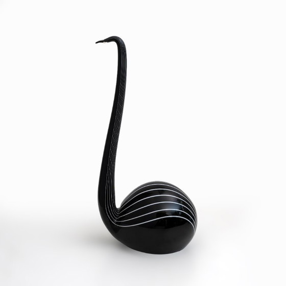 Image 1 of Sculpture en verre de Murano "Cygne noir", conçue par Livio Seguso. Italie, années 1980