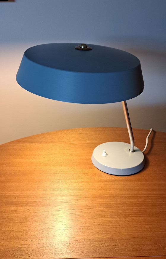 Image 1 of VEB Narva Leuchtenbau Tischlampen – Paar, „Stasi-Lampe“, DDR, 1960er Jahre, Architektengrau