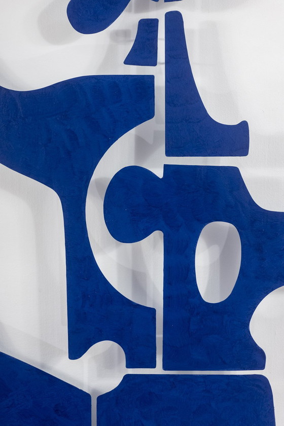 Image 1 of Eva" Decorative Panel in Blue Lacquered Metal. Contemporary work.