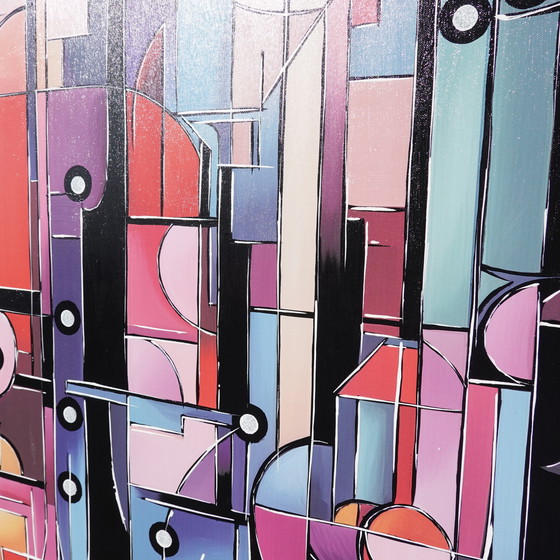Image 1 of Cubism A1291 - Abstract Painting on Large Canvas