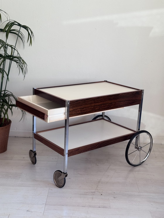 Vintage Bauhaus trolley barcart serveerwagen jaren 60 – Chrome, Wood (photo 10 of 15)