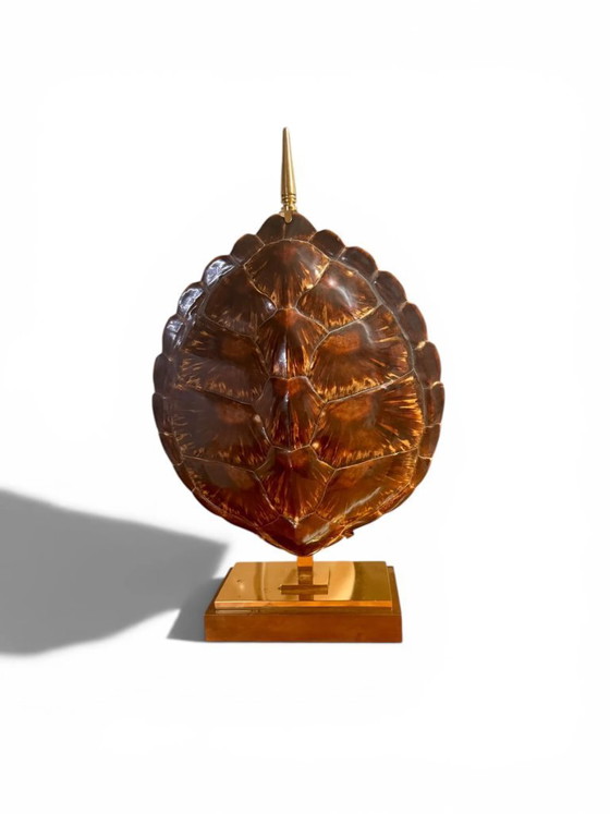 Image 1 of Monumental Tortoise Shell & Brass Lamp by Maison Jansen (1960s/1970s)