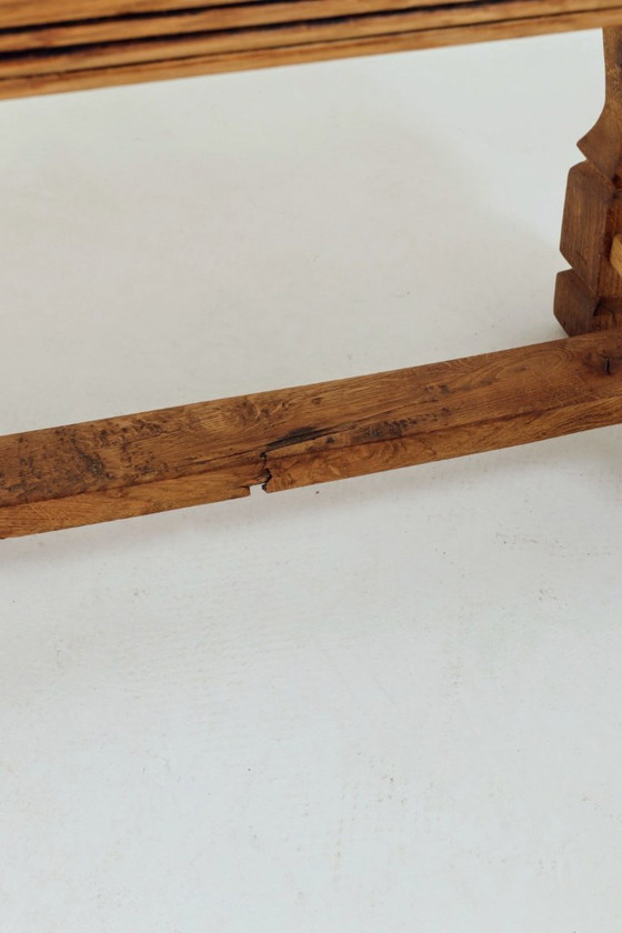 Image 1 of Panca vintage rustica in legno di quercia Lin farbics