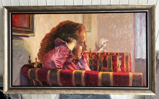 Pittura ad olio originale su tavola dal titolo "Riflesso".