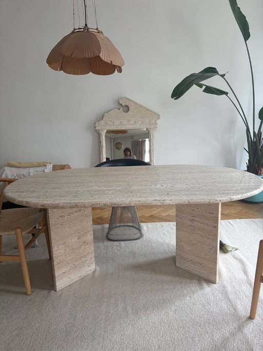 Travertine dining table plus free chairs