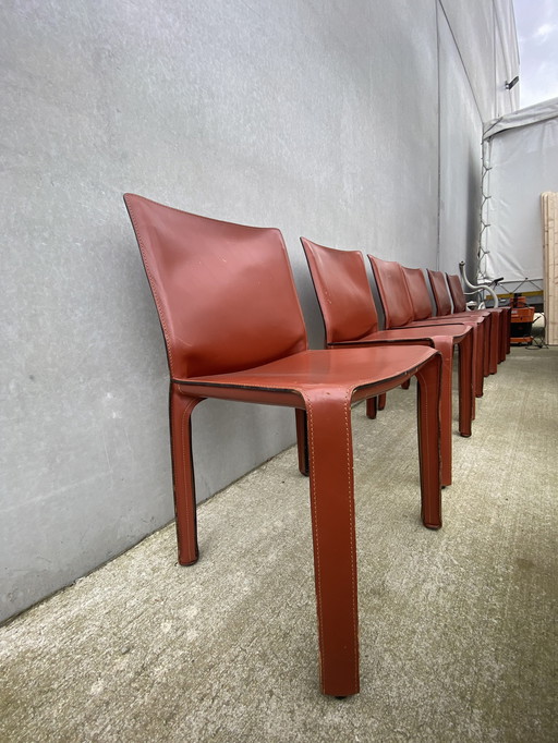 6x Cassina Chairs Cab 412 By Mario Bellini