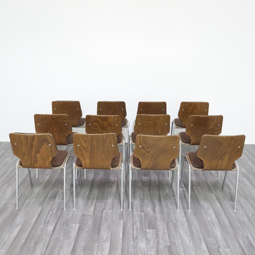 Carlo Ratti Office Set of 12 Chairs, 1970s Modern Design