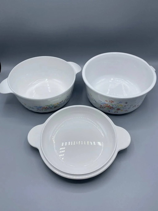 Arcopal Frankreich – Set aus 2 Vintage-Auflaufformen „Wildblumen“ mit Deckel – servies (photo 2 of 7)