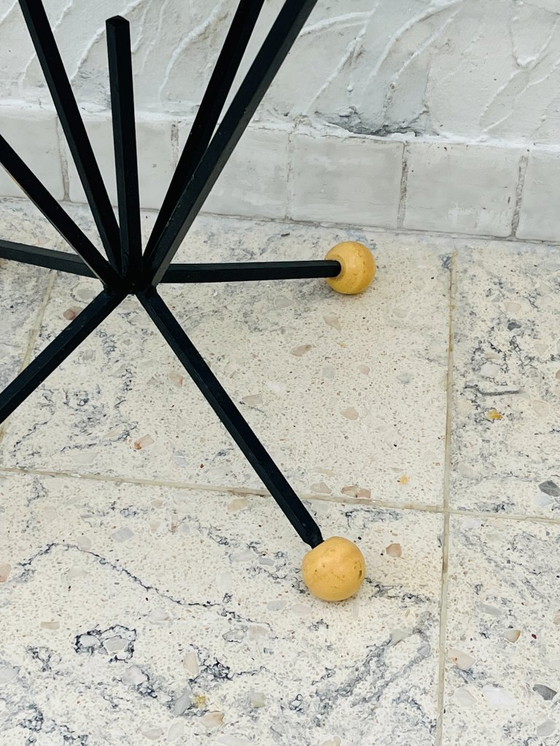 Image 1 of Wrought iron stele and black and white tiled top, 1960s