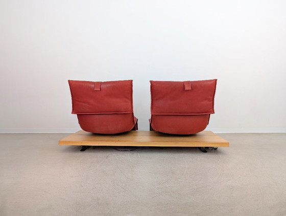 Image 1 of Original Koinor Free Motion 2 Edit Sofa Couch Eiche Leder rot