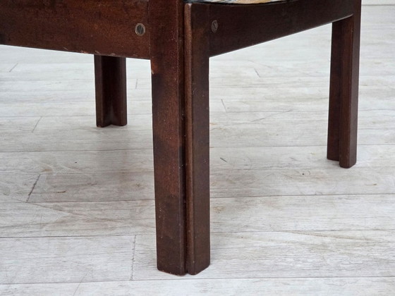 Image 1 of Années 1970, design danois d'Illum Wikkelsø, modèle de fauteuil « Plexus », bois de teck, structure en maille.