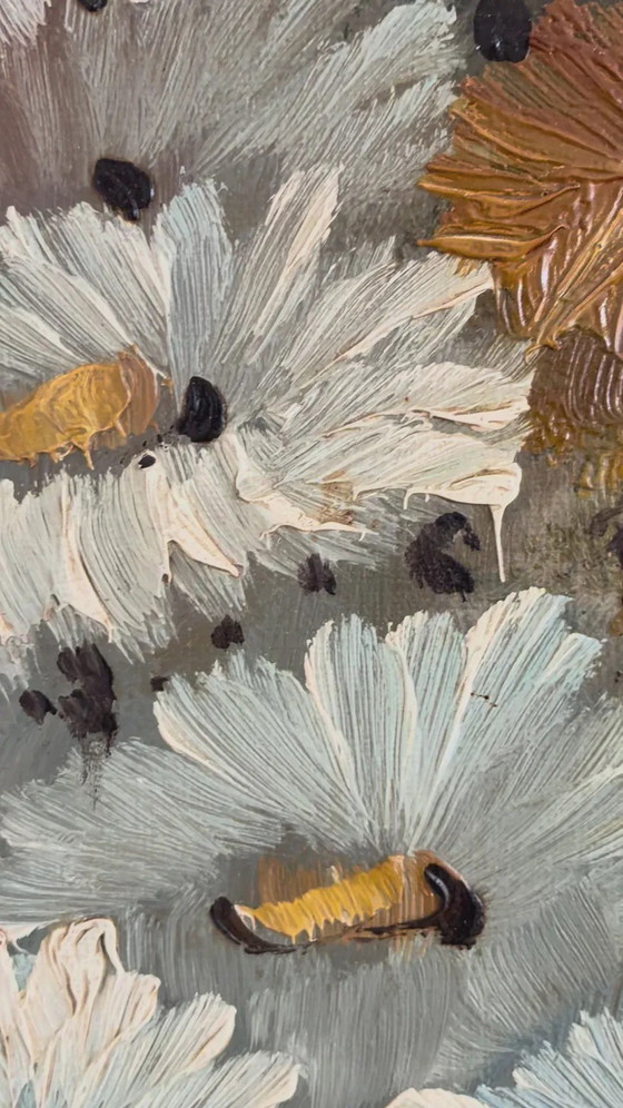 Vintage original floral oil painting with wildflowers in blue vase – Paintings & Drawings, Wood, Canvas (photo 3 of 17)