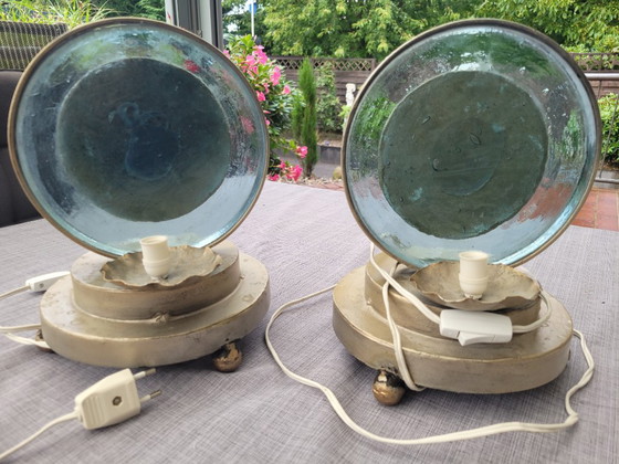 Rare Designer Table Lamps Spain Moon Handmade – Brass, Metal (photo 4 of 13)