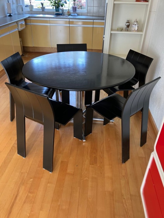 Image 1 of Sedie a 5 strisce di design vintage e tavolo abbinato, Gijs Bakker per Castelijn, anni '70