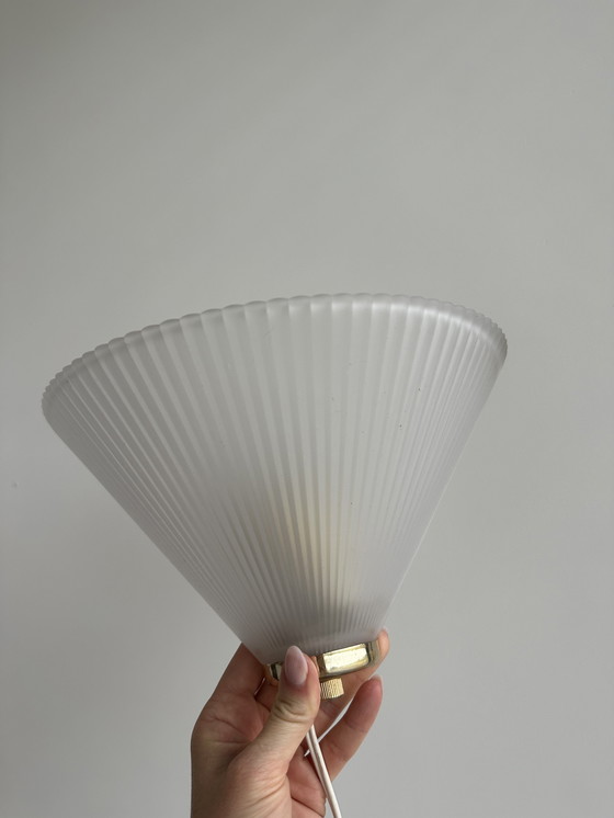 Image 1 of Vintage Range Plissé Wall Lamp Milk Glass Happy Light Retro