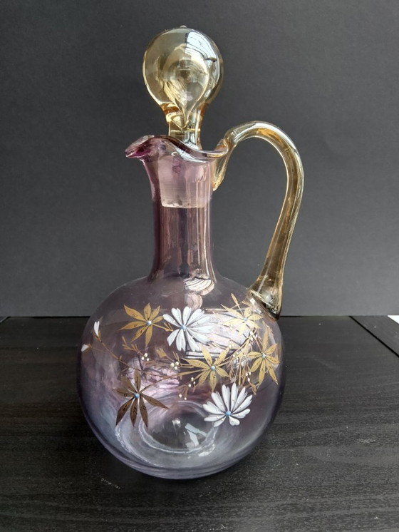 Image 1 of Antica caraffa in vetro con tappo; art niveau / stile Baccarat