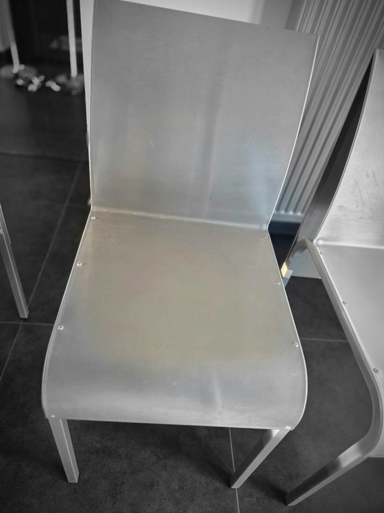 Quattro Sedie da pranzo in acciaio inossidabile spazzolato, Molteni&C, Metallo, Altro, Argentato, Modern (foto 4 di 5)