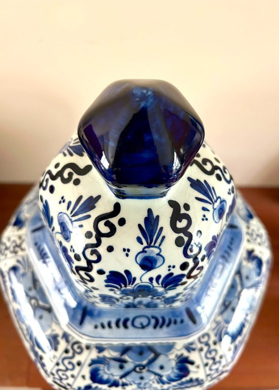 Image 1 of Vase monumental de Delft avec couvercle – peint à la main – 50 cm de haut
