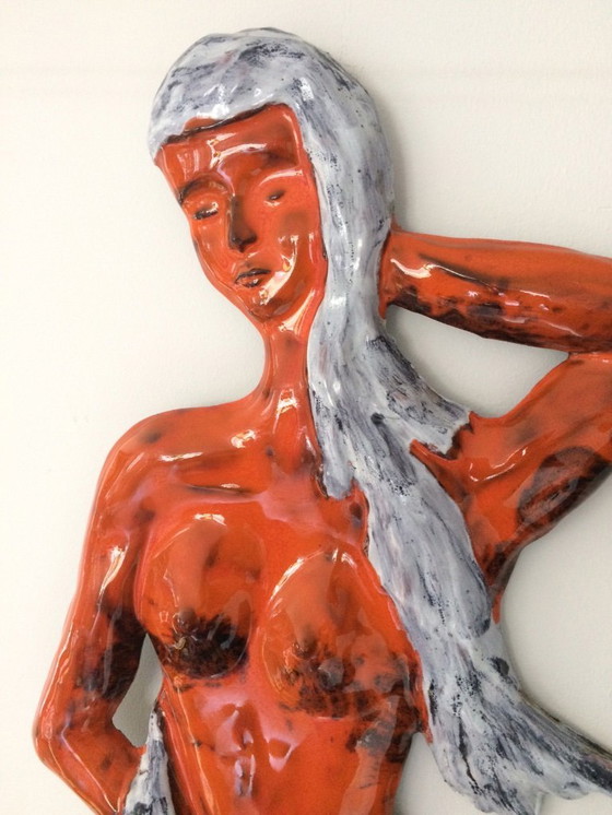 Image 1 of Studio Pottery Wall Art Sculpture Mermaid Mermaid, Belgium 1960s