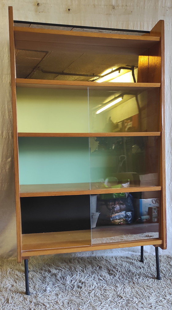 Modernistische houten boekenkast, toegeschreven aan Pierre Guariche - jaren 1950/60 – Boekenkasten, Wood (photo 3 of 8)