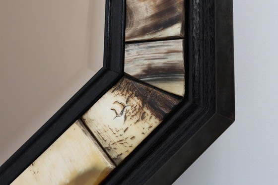 Image 1 of Espejo octogonal de latón y cuerno con cuerno de Anthony Redmile, Reino Unido ca. 1980