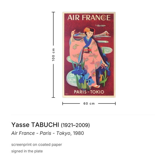 Image 1 of Yasse TABUCHI Air France - Paris - Tokio Siebdruck 1980