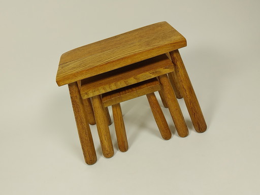 Ensemble de 3 tables d'appoint brutalistes