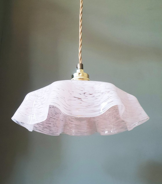 Image 1 of Lampada a sospensione vintage in vetro Clichy, anni '30, lampada da soffitto Art Déco