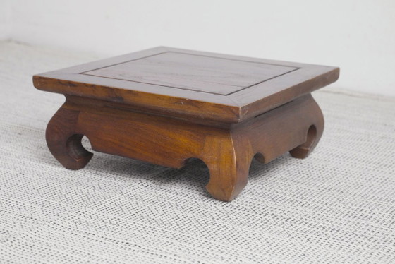 Image 1 of Indonesische hardhouten lage tafel in opiumstijl, Aziatische altaartafel, vintage houten plantenstandaard, Japandi bijzettafel