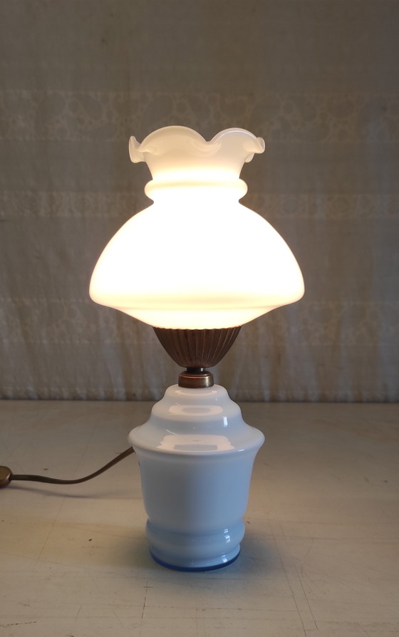 Image 1 of Opaline glass table lamp - 1950s/60s