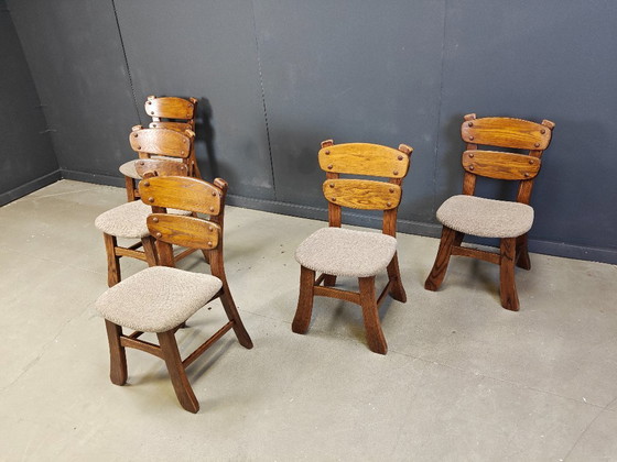 Image 1 of Vintage brutalist dining chairs, set of 5 - 1960s