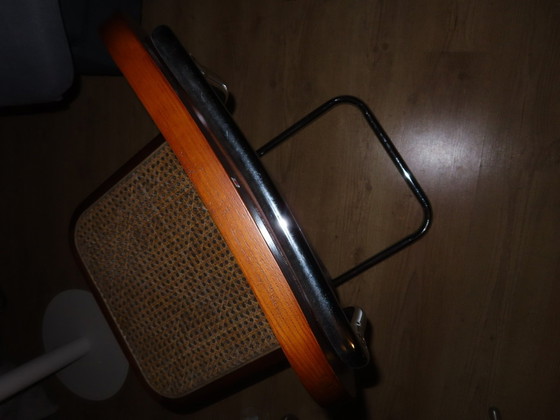 Image 1 of Twee vintage rotan stoelen met chroom RVS bruin