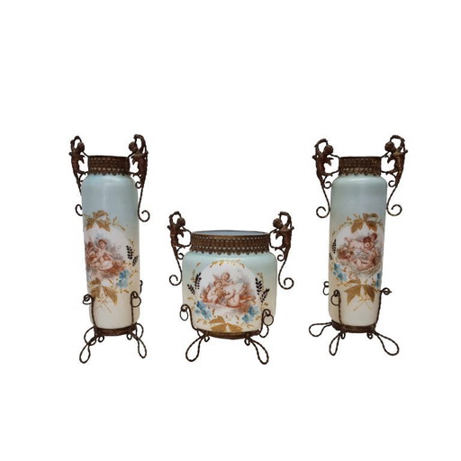 Neoclassical French 3-piece set of vases