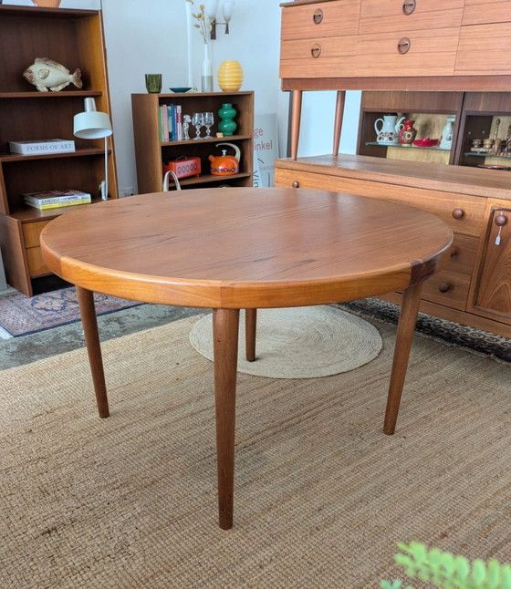 Image 1 of Vintage Danish round teak extendable dining table, Bramin