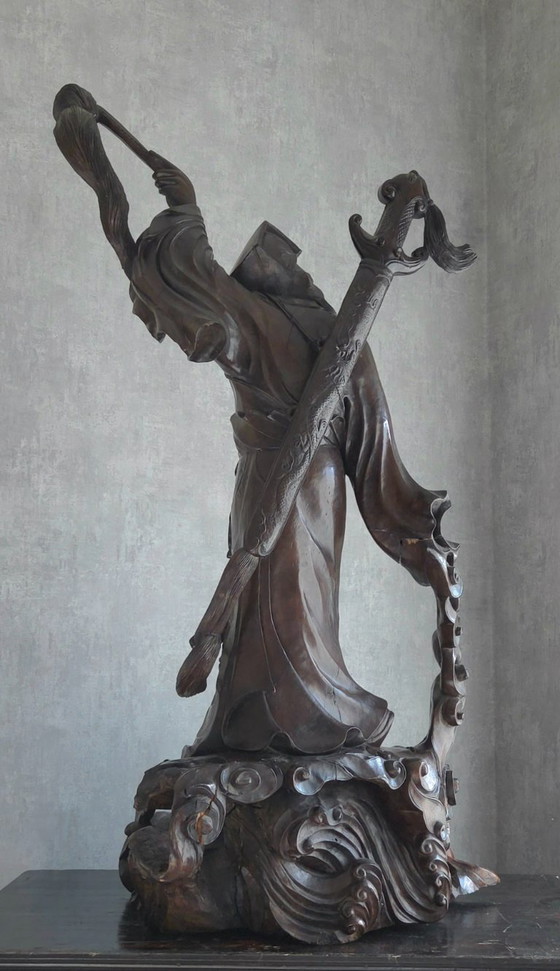 Image 1 of 19th century Asian deity sculpture - Hardwood - (ref 4105)