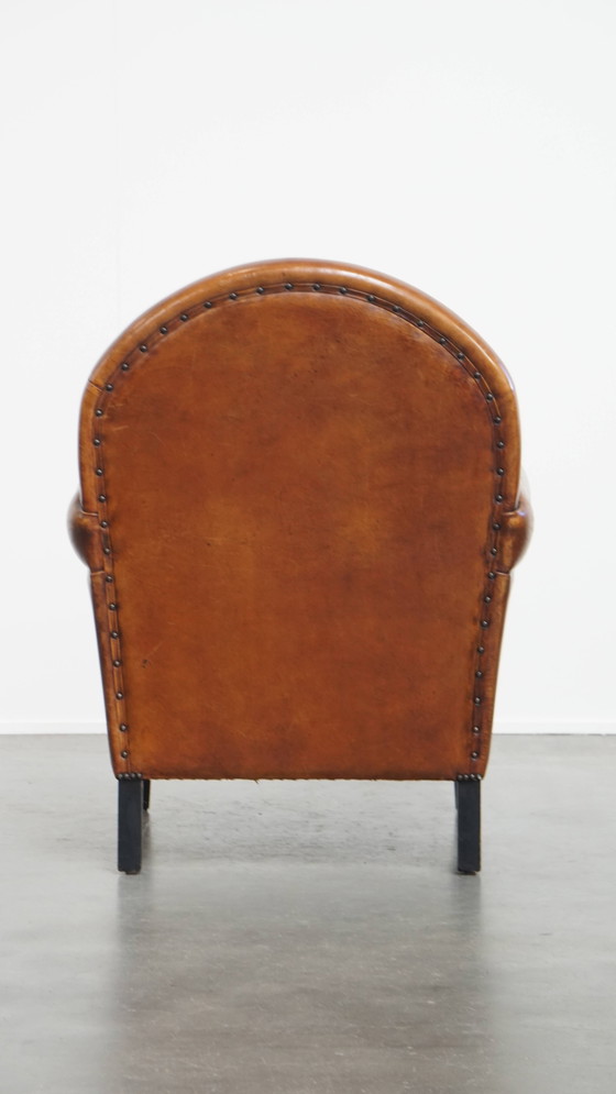 Image 1 of Fauteuil vintage en cuir de mouton de style Art Déco