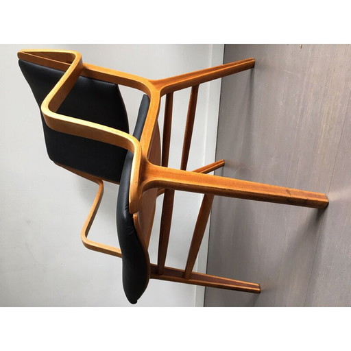 Vintage stoel van Peter Hvidt & Orla Mølgaard-Nielsen voor Fritz Hansen in zwart skai 1960