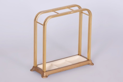 Originele paraplubak uit het midden van de 20e eeuw, verguld messing, gekleurd ijzer, Frankrijk, jaren 1950 – Iron, Brass