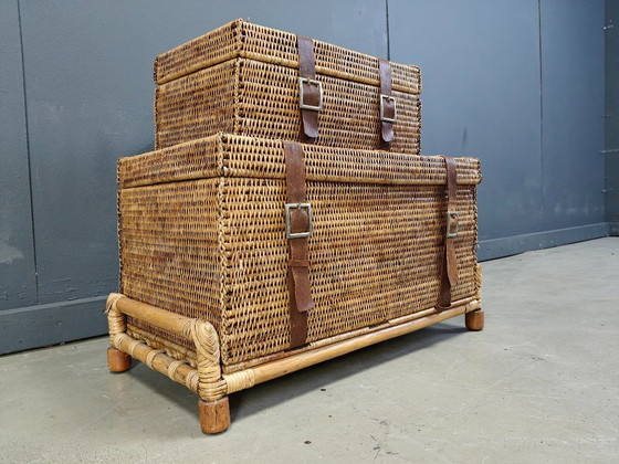 Image 1 of Bauli vintage in vimini, anni '70 - set di 2