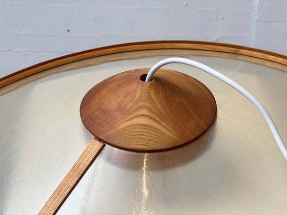 Image 1 of Lampada da soffitto in fibra di vetro e legno di Giovanni Offredi per MC Selvini, Italia, anni '70