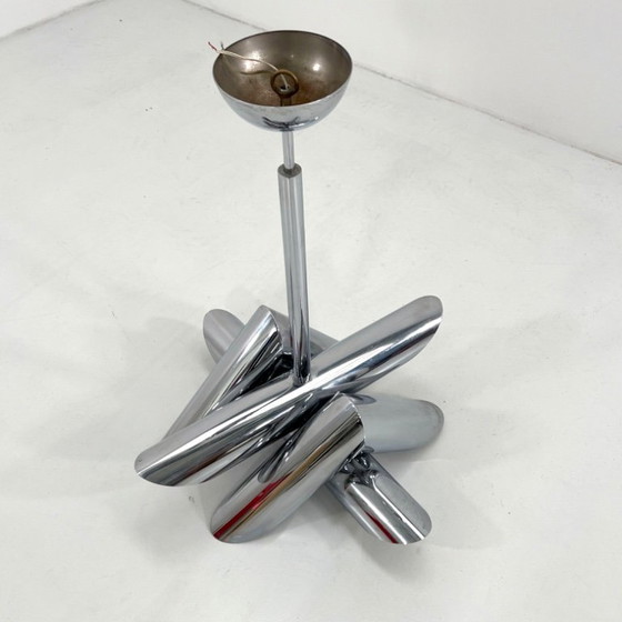 Image 1 of Chromed Structural Ceiling Lamp by Oscar Torlasco for Stilkronen, 1960s