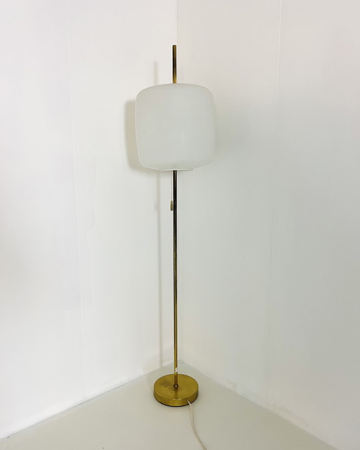 Vintage Glass & Brass Floor Lamp '60s