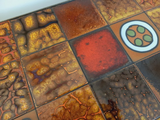 Image 1 of Table basse rectangulaire vintage Roche-Bobois en acier et céramique des années 60 70